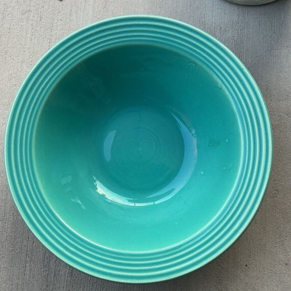 Vintage Bauer Pottery Los Angeles Turquoise Ringware Serving Bowl 9” California